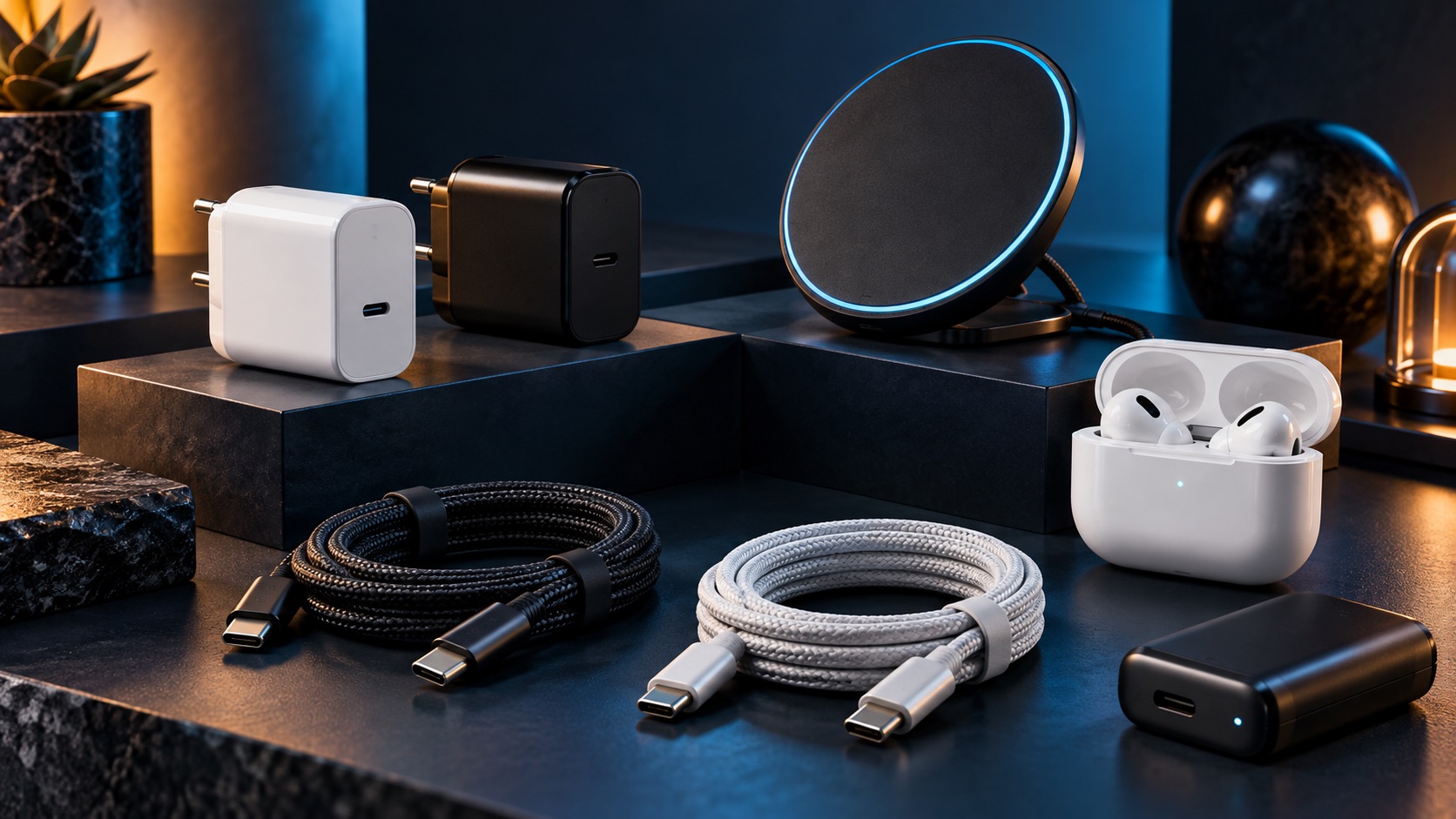 Illustrative chargers and accessories