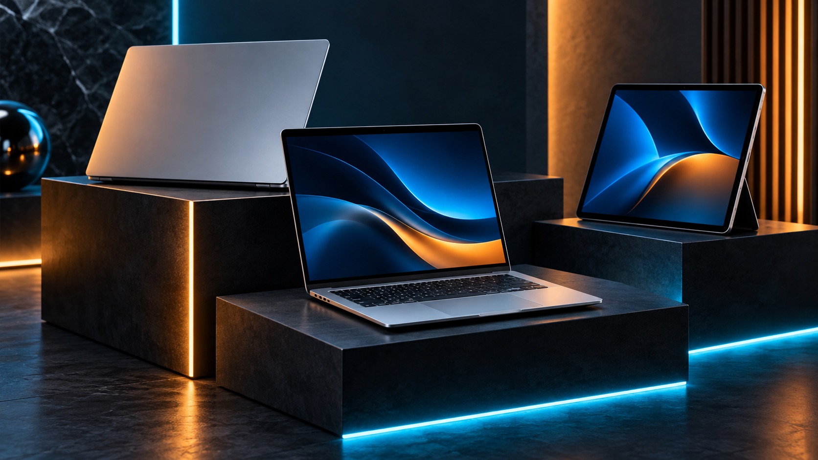 Illustrative laptop and smartphone